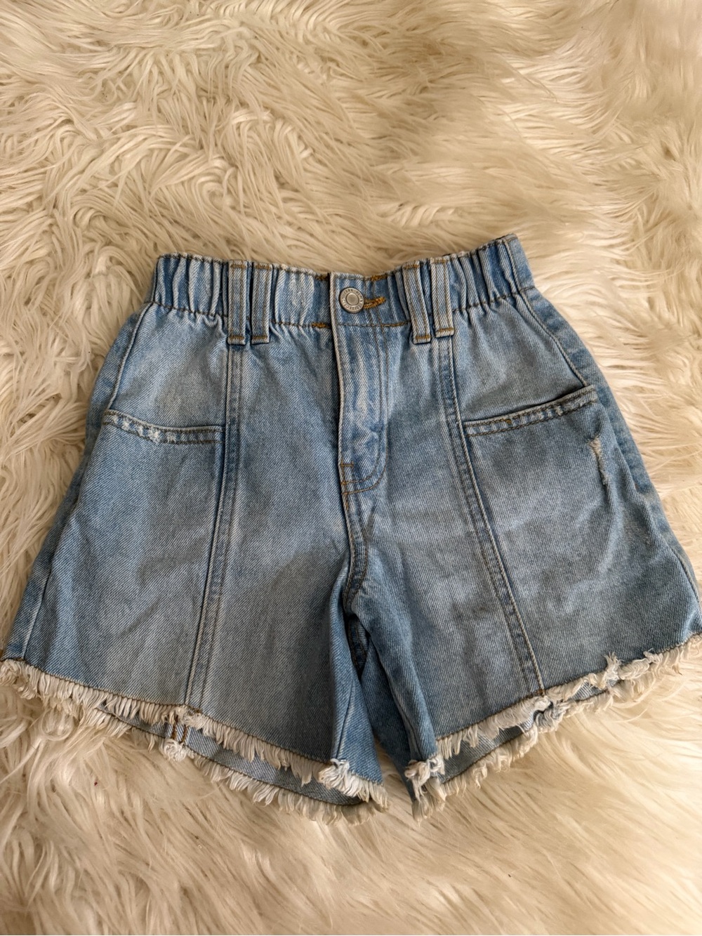 ZARA Light Blue Denim Frayed Hem Shorts